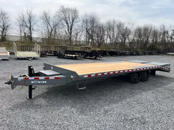 BWise 8 x 24 Deckover Equipment Trailer Full Width Ramps