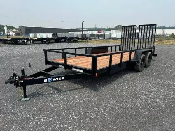 BWise 7 x 18 Equipment Trailer – Split Landscape Ramp - Image 3