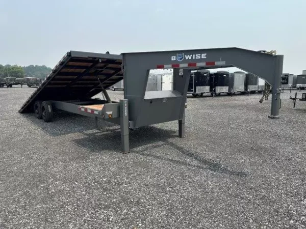 BWise 8 x 26 Gooseneck Deckover Equipment Trailer – Power Tilt - Image 6