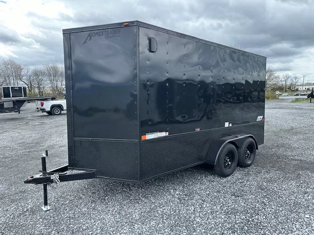 Homesteader-7-x-14-Enclosed-Cargo-Trailer-V-Nose-Ramp-Door-Added-Height-Blackout-Package-OHV-2.webp Homesteader 7 x 14 Enclosed Cargo Trailer – Black Trim OHV - Image 6